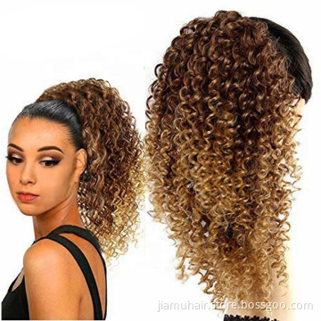 Afro Kinky Curly Puff Drawstring Ponytail Short Hair Bun for Black Women Synthetic Chignon Hair Extensions